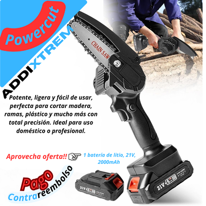“Powercut: Corta todo. Domina cualquier superficie.”.Motosierra eléctrica de mano!!!