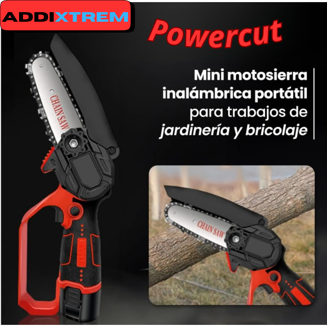 “Powercut: Corta todo. Domina cualquier superficie.”.Motosierra eléctrica de mano!!!